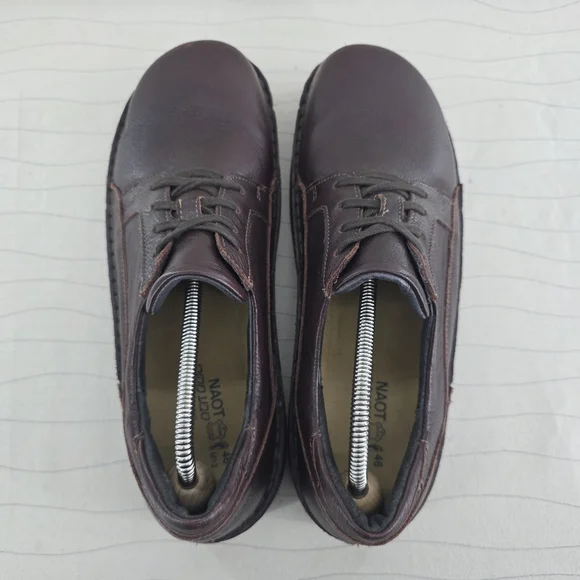 NAOT Mens Olaf Lace‑Up Dark Brown Leather Shoes Made in Israel Size 13 US/ 46 EU